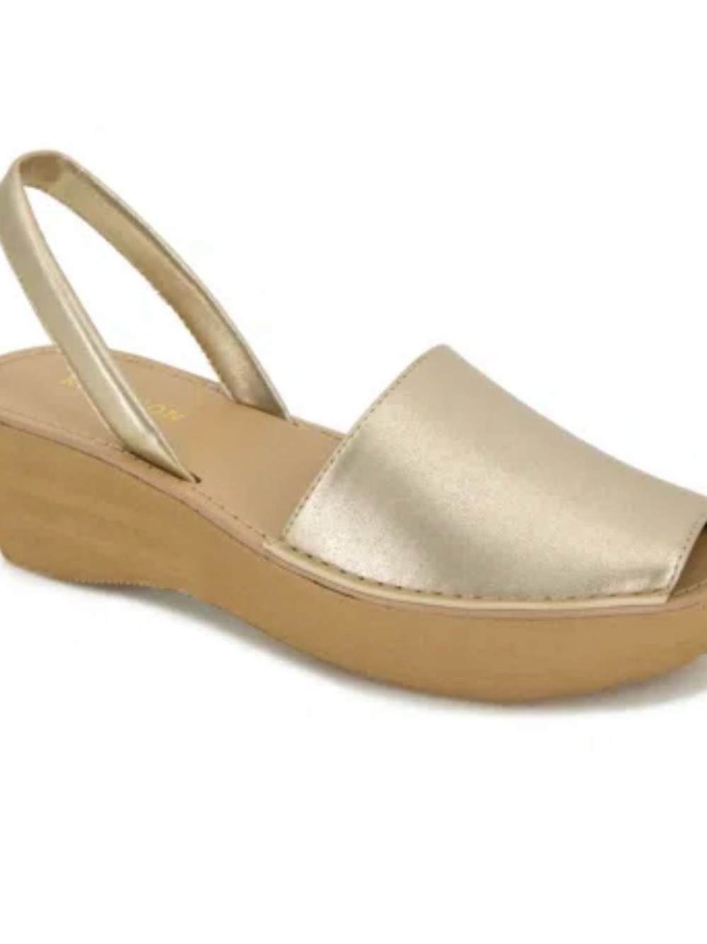 Kenneth cole reaction Fine glass wedge sandals in gold color, size 8M